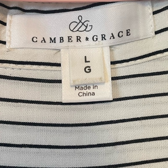 Camber & Grace Striped Roll-Sleeve Blouse Size L - Picture 3 of 3